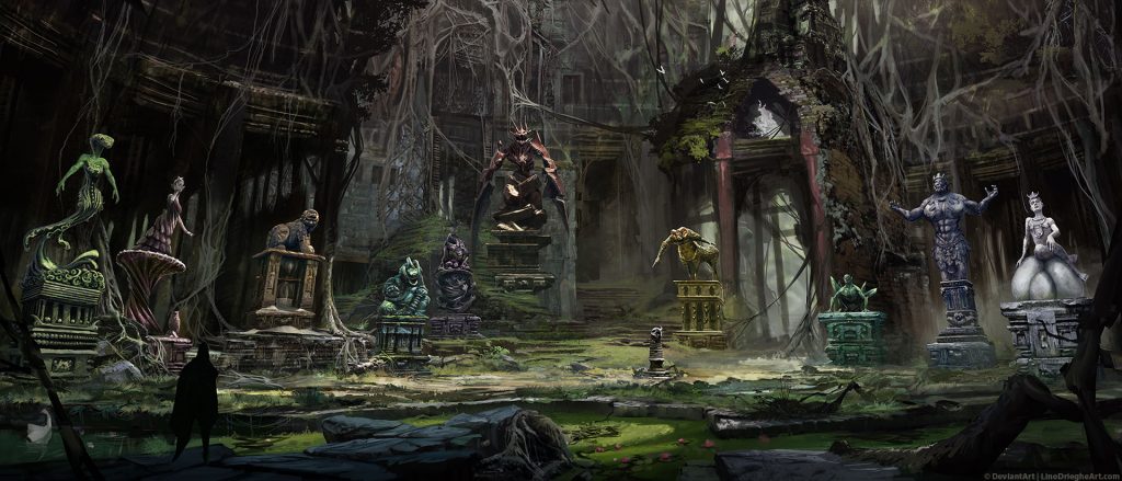 Central Chamber Environment Concept Painting - Process overview